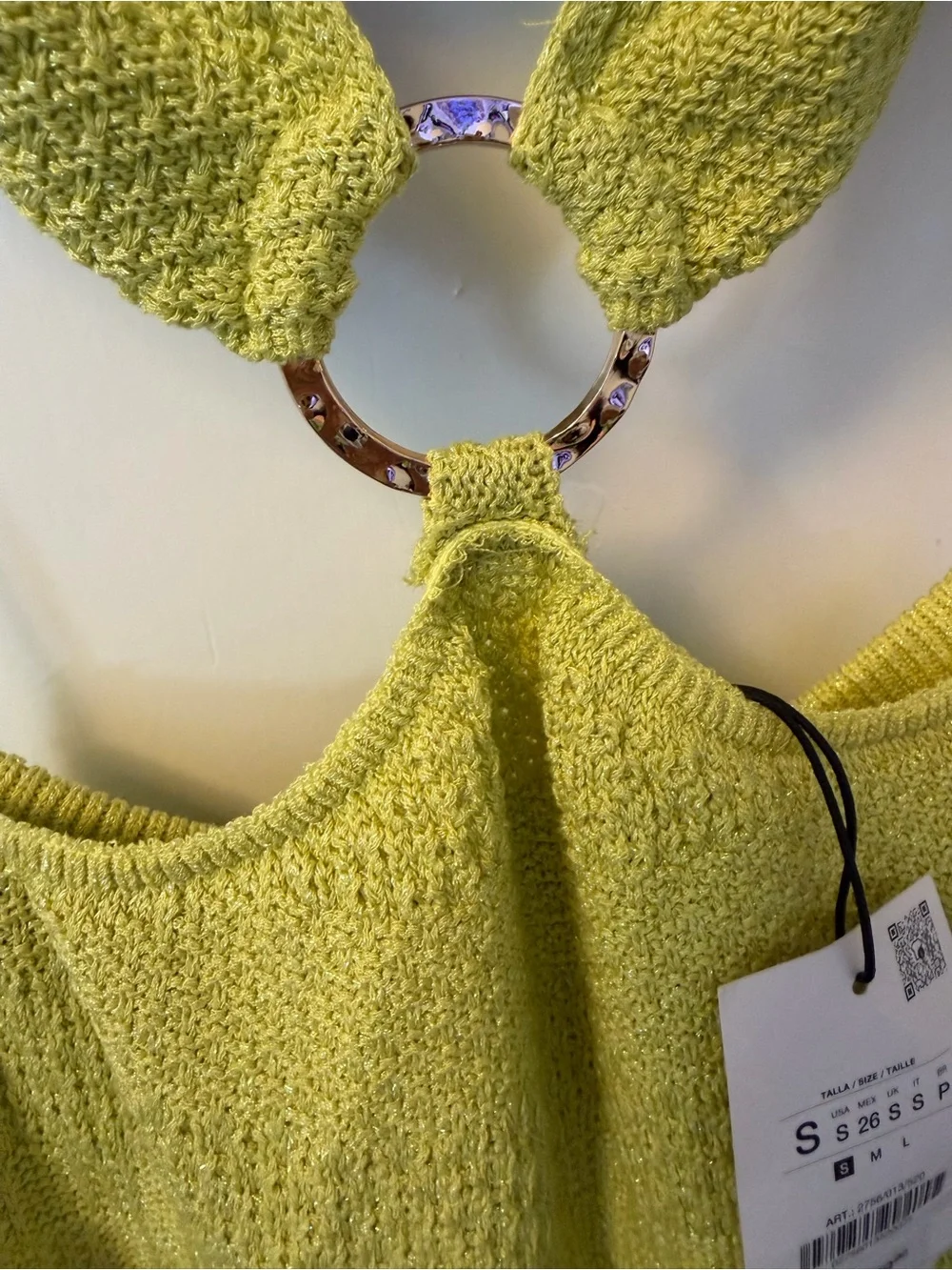 Zara Lime Green Knit Cut-Out Midi Dress - Picture 3 of 4